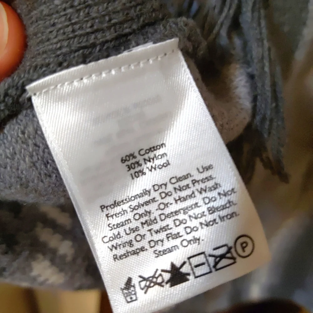 Eddie Bauer Cotton/Wool Blend Fringe Poncho Sweater (M/L) - Picture 6 of 6